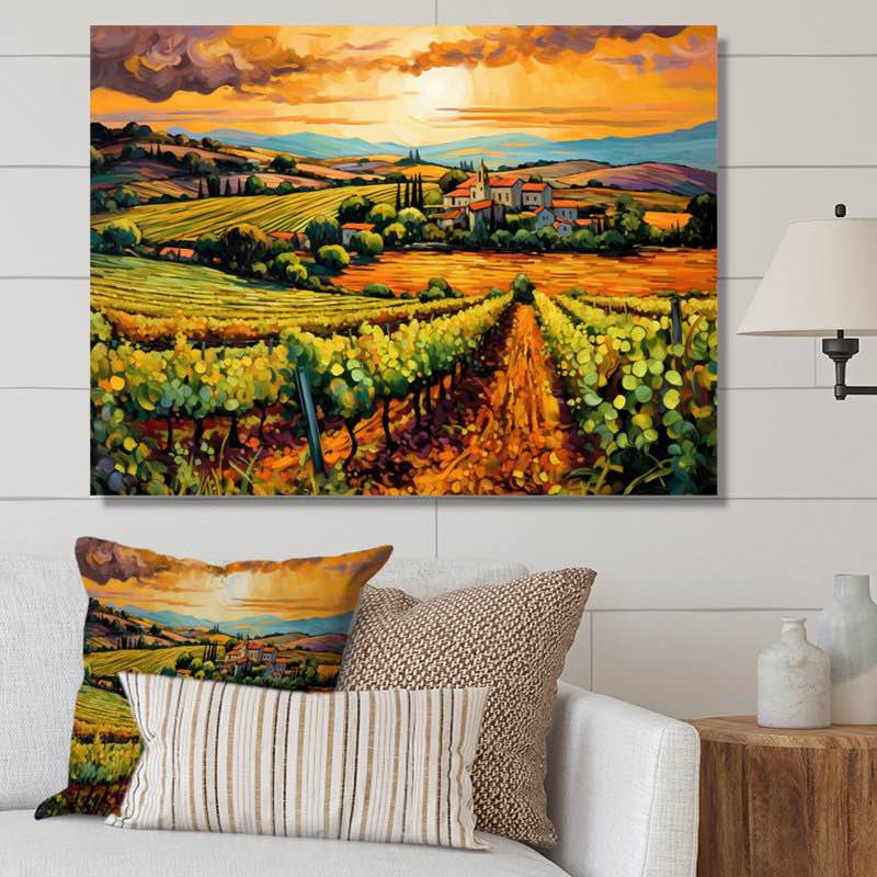 " Vangogh Sunlit Vineyards I " by Vincent Van Gogh Painting Print