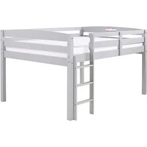 Camaflexi Tribeca Solid Wood Low Loft Bed Frame / 14 Wood Slats and 2 Center Supports / No Box Spring Necessary / Easy Assembly / Full - White, T1303F