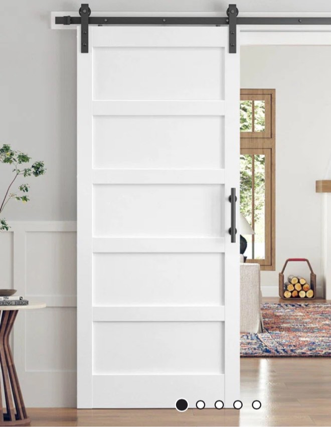 5-Panel Manufactured Wood Barn Door with Installation Hardware Kit
