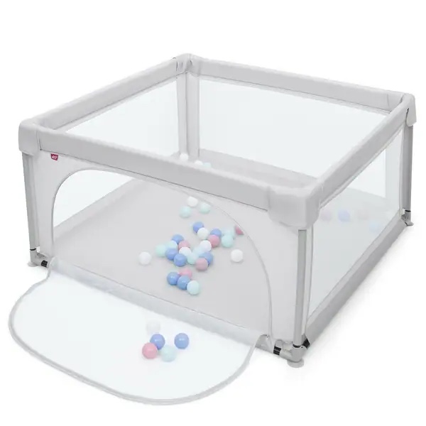 Baby Playpen Infant Large Safety Play Center Yard w/ 50 Ocean Balls - Grey