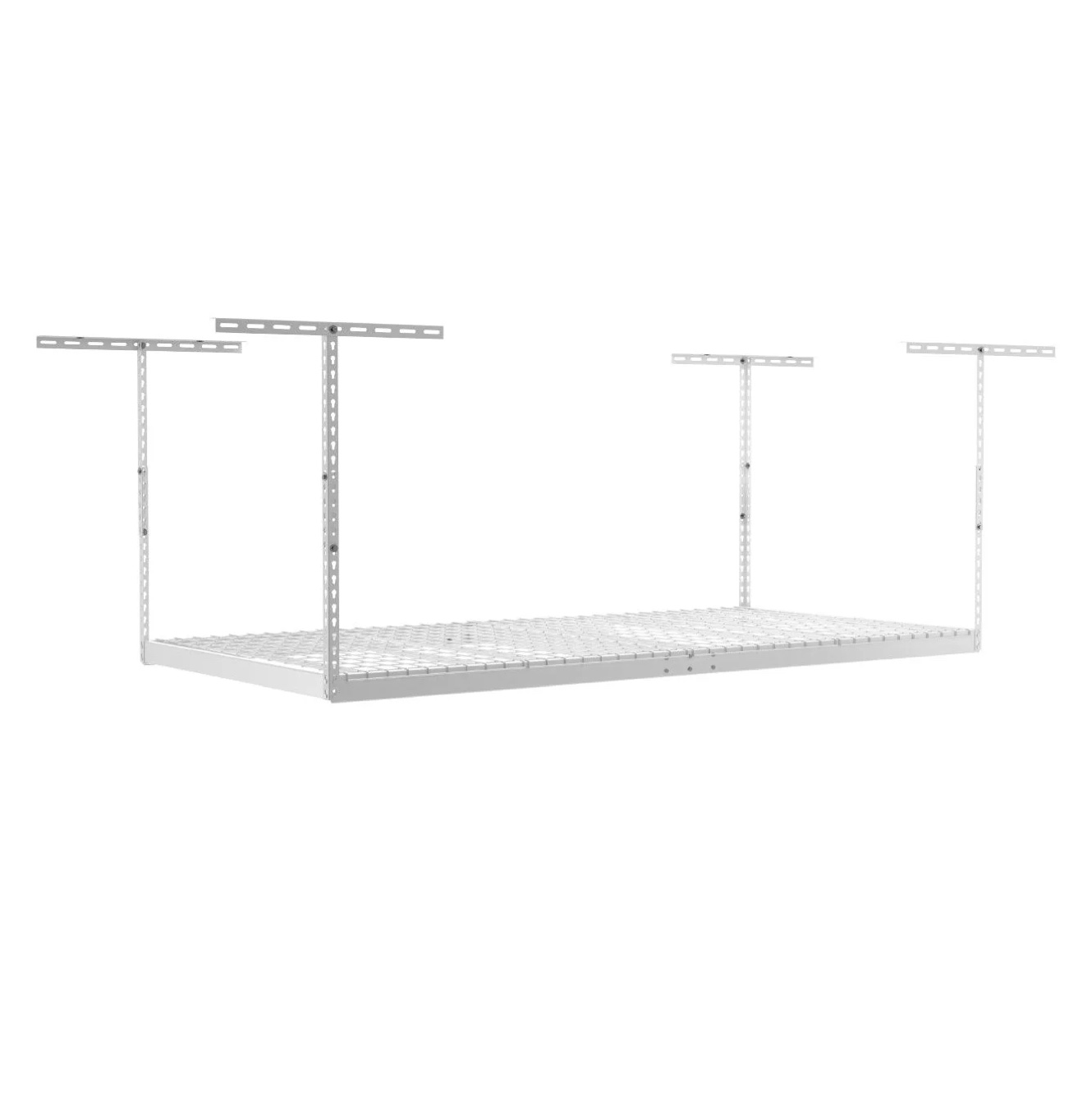 SafeRacks 4 ft x 8 ft Overhead Storage Rack Adjustable 24 in - 45in Height (White)