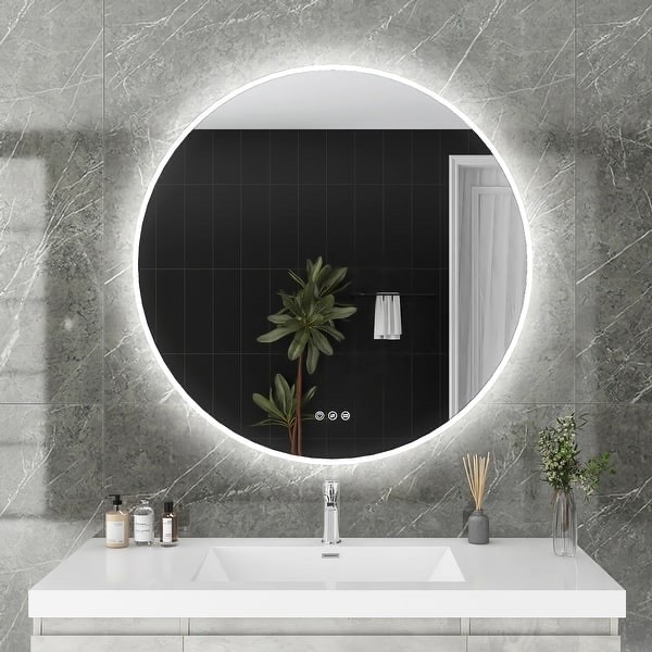 30 inch Round Framed Anti-Fog Wall Mounted LED Bathroom Vanity Mirror