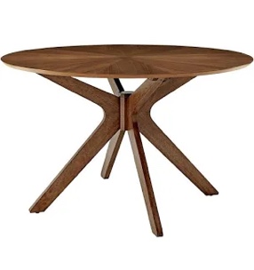 Modway Crossroads 47" Round Wood Dining Table, Walnut