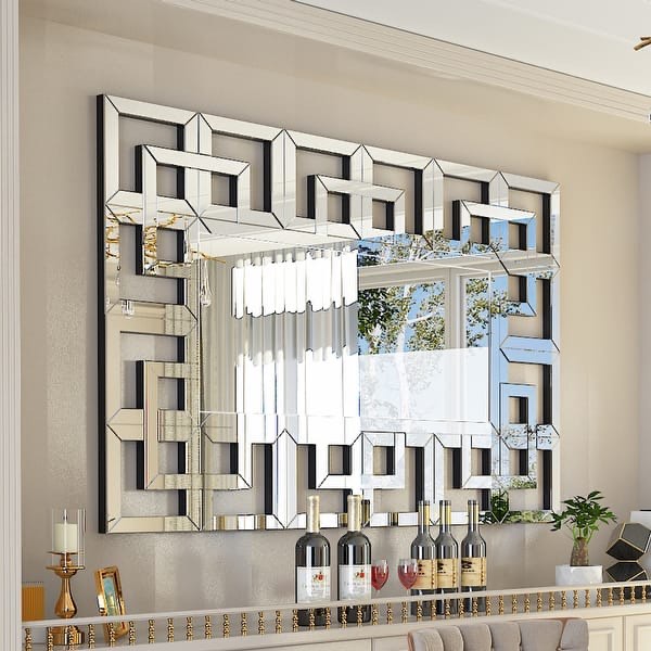 Retro Geometric Border Accent Wall Mirror - 40" x 28"