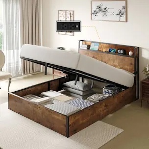 Shila Lift Up Storage Bed Frame & Charging Station