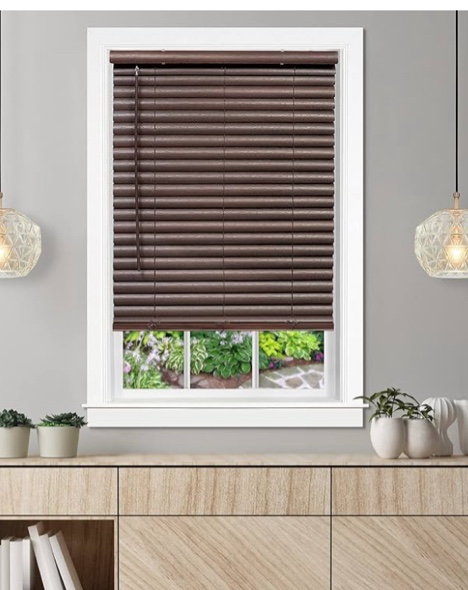 Achim GII Luna Indoor Cordless Mahogany Vinyl Light Filtering Window Venetian Blind 64 L x 32 W