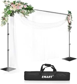 Emart Heavy Duty Backdrop Stand 6.5x10ft(HxW) Adjustable Background Support System Kit with Steel Base for Photography, Photo Backdrop Stand for Parties Birthday Video Studio - Gold