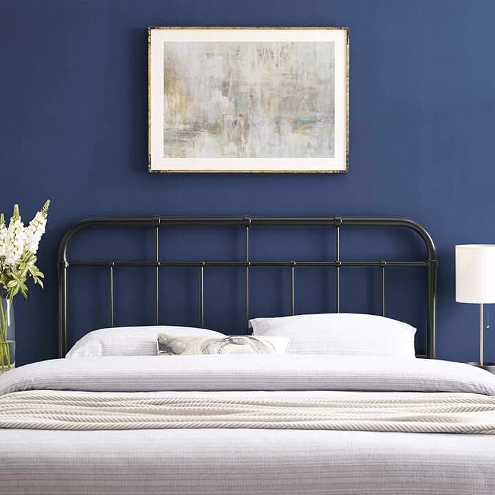 Full bed, headboard black metal