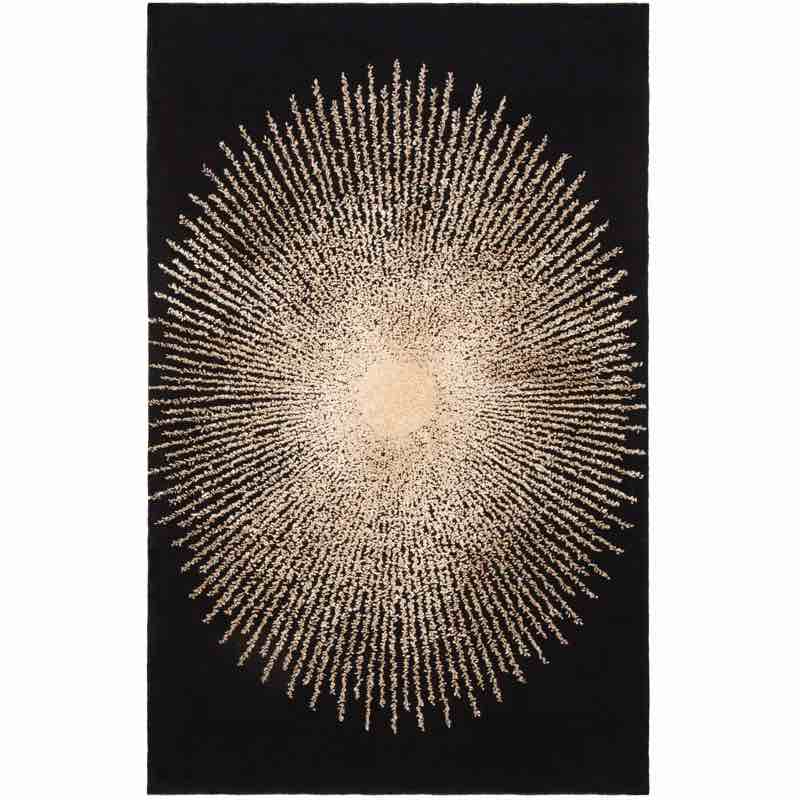 Olivarria Hand-Tufted Wool Black/Beige Area Rug
