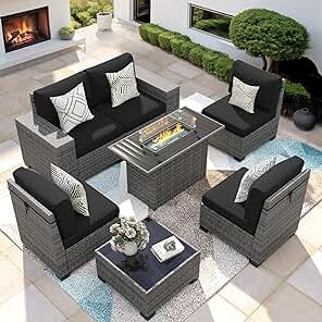 Outdoor Furniture And Sofa 7-Piece Set With Stove