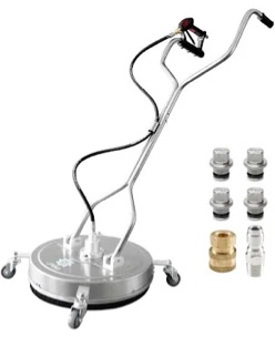 janz 20" Pressure Washer Surface Cleaner with 4 Wheels,Dual Handle,Stainless Steel Housing, 4 Replacement Nozzles and 2 Hose Adapters,Ideal for Driveways, Sidewalks,Patios,Decks Cleaning