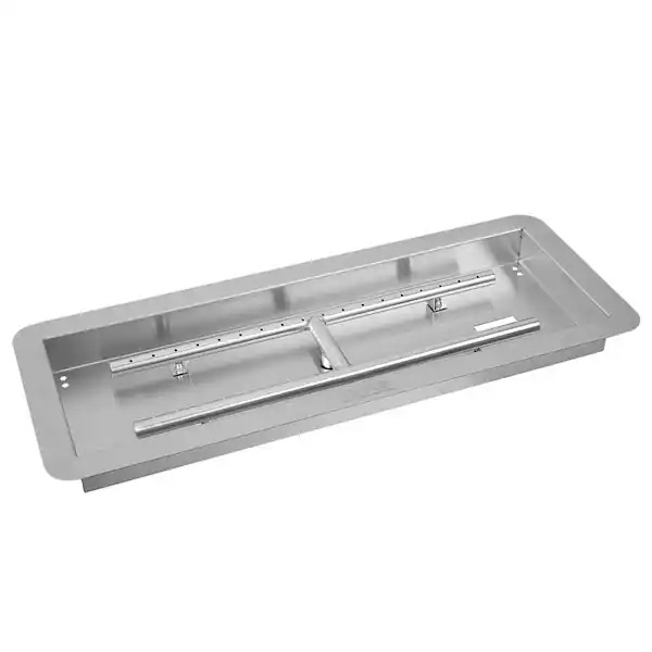 30 in. x 10 in. Drop-in Fire Pit Pan, Rectangular Stainless Steel Fire Pit Burner Kit, Natural & Propane Gas Fire Pan