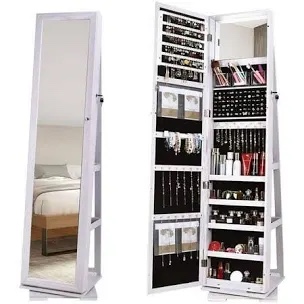 21.5'' Wide Freestanding Jewelry Armoire with Mirror,LED