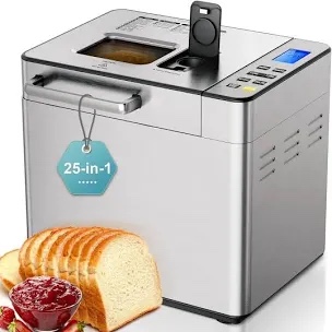 Simzlife Bread Maker, 2LB Dough & Bread Maker Machine with Auto Fruit and Nut Dispenser, Fit for 3 Loaf Sizes & 3 Crust Colors