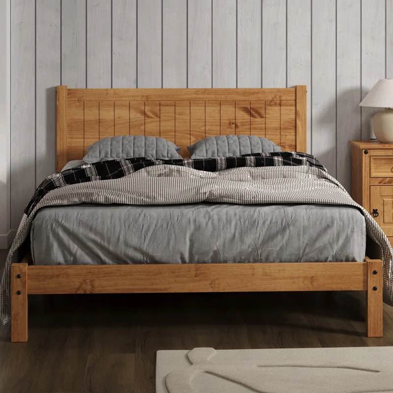 Maya Bed Farmhouse Solid Wood Bed with Chunky, Sturdy Posts - Rustic Style