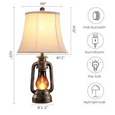 Kaylyn 25" Resin Table Lamp Set With Night Light And USB Ports (Used)