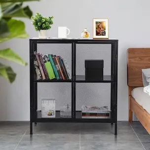 Sideboard Buffet Kitchen Storage Cabinet With Mesh Doors And Shelves,Buffet table,Dining cabinet