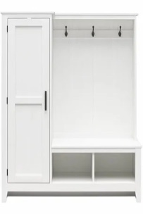 Farmhouse Entryway Hall Tree with Bench, Shoe Storage and Door