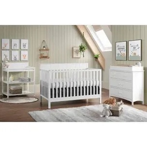 oxford baby lazio 4-in-1 convertible baby crib, snow white, greenguard gold certified