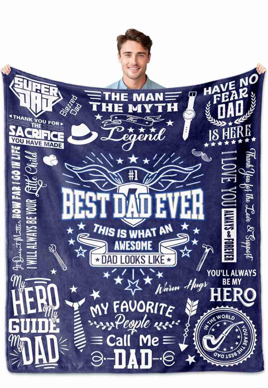 Dad Gifts, Dad Blankets 60"x50", Dad Blanket from Son/Daughter, Birthday Gifts for Dad, Father Gifts, Bonus Dad Gift Ideas for Father's Day Valentine's Anniversary Christmas, to My Dad Blanket