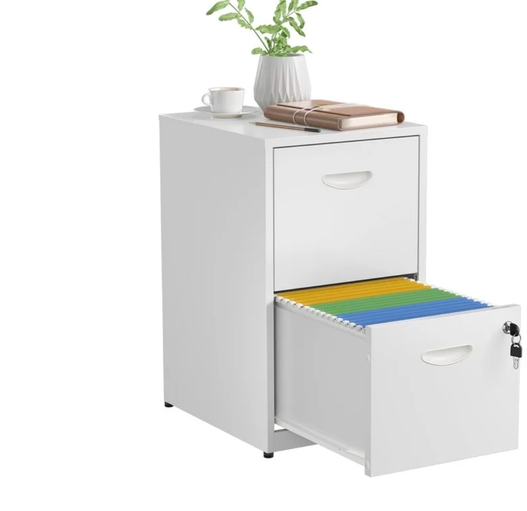 Polup 2 Drawer Metal File Organizer Legal Freestanding Storage File Organizer Single Folder Home White