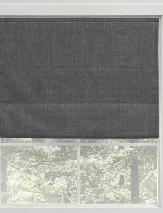 Exclusive Home Acadia Cordless Blackout linen-like fabric Roman Window Shade, Grey 27" x 64"