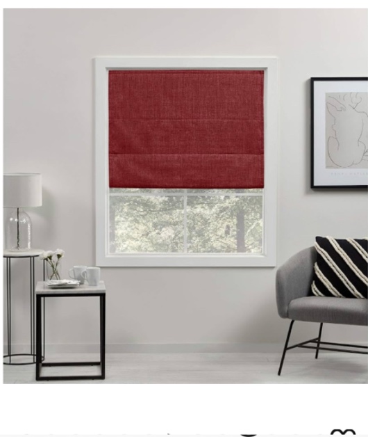 Exclusive Home Curtains Acadia 100% Blackout Polyester Roman Shade, 31"x64", Red