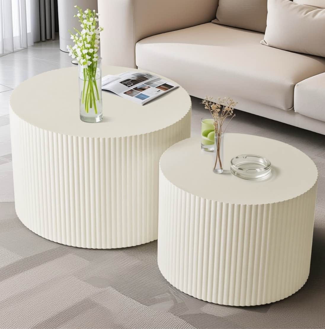 Wave Stripe Nesting Coffee Table Set
