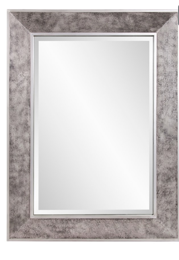 Allan Andrews Rectangular Iron Framed Wall Mirror with Mottled Silver Finish - 40"H x 30"W