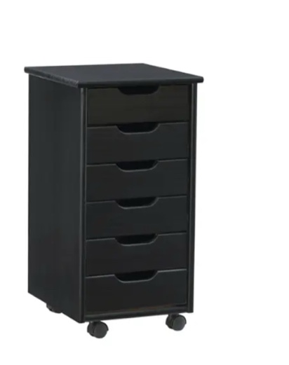 Linon Home Décor - Monte Six-Drawer Rolling Storage Cart - Black