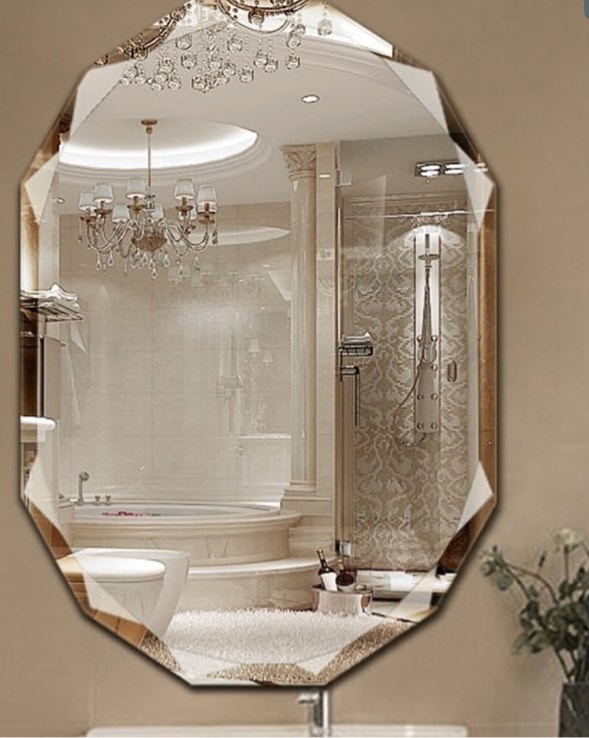 Single Beveled Edge Bathroom Wall Vanity Mirror 24 x 24 
