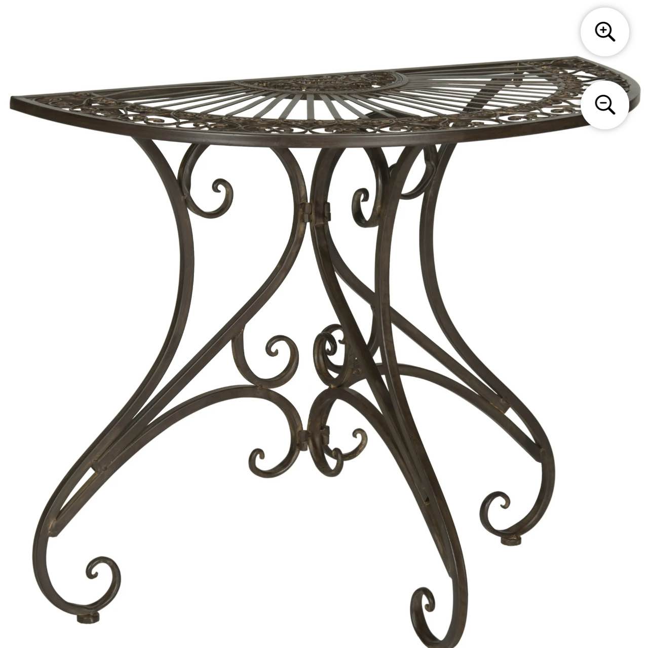 SAFAVIEH Annalise Outdoor Patio Semi-Circle Accent Table, Rustic Brown