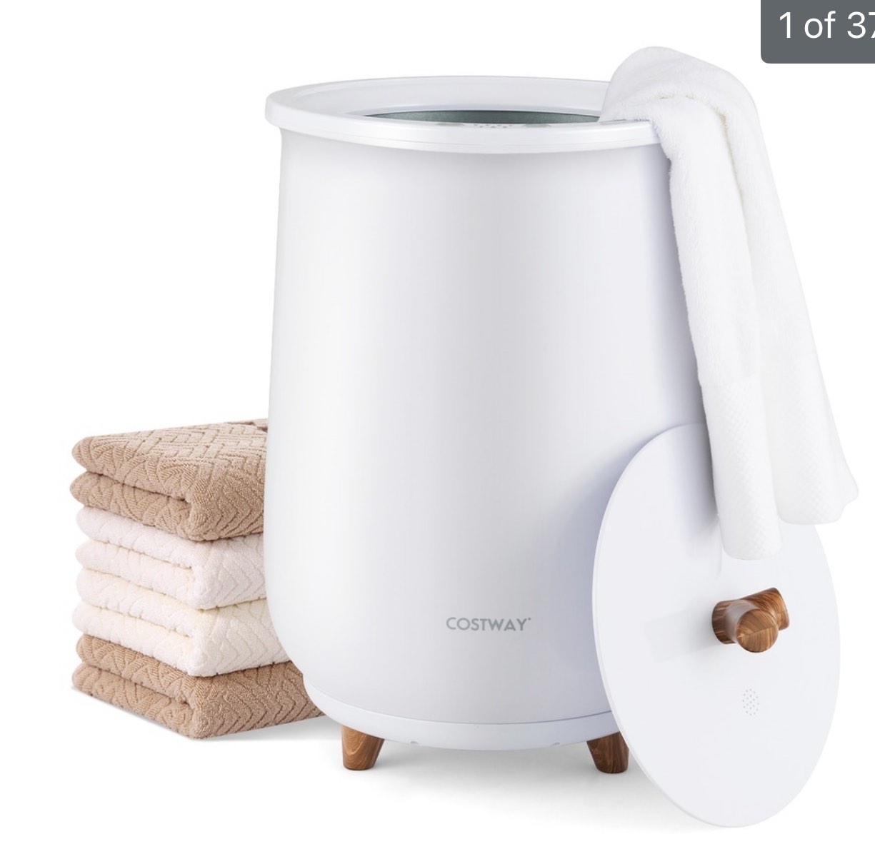 23L Large Luxury Bucket-Style Towel Warmer with Fragrant Disc Holder - 13.5" x 21" (Dia. x H)