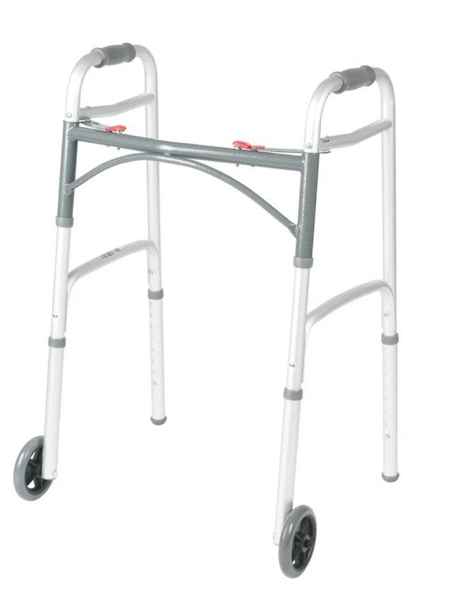 Drive Medical PreserveTech Deluxe Two Button Folding Walker with 5" Wheels