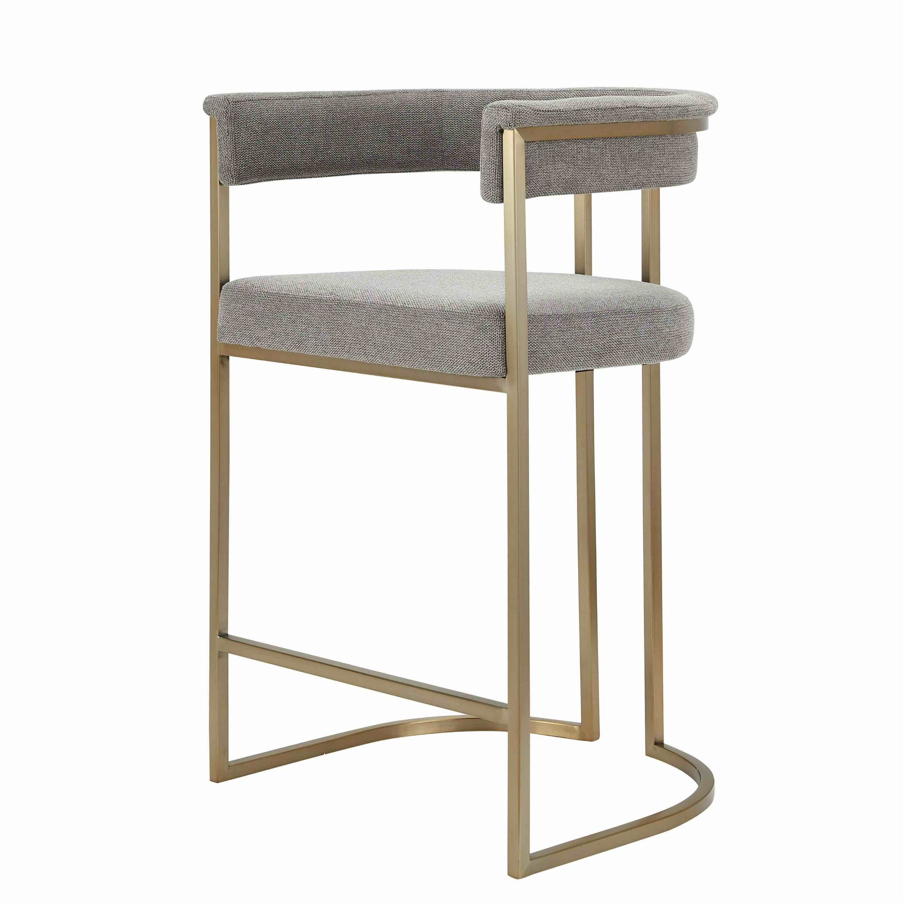Modrest Byron - Modern Grey Fabric + Antique Brass Counter Chair