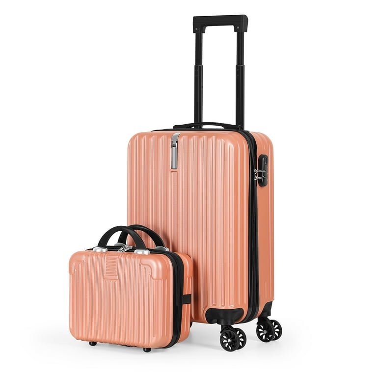 2PCS Luggage Two Piece Rolling Luggage Set Lightweight With Hook 20? + 14? Rose Gold