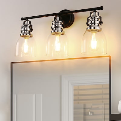 YANSUN 24-in 3-Light Matte Black Industrial Vanity Light