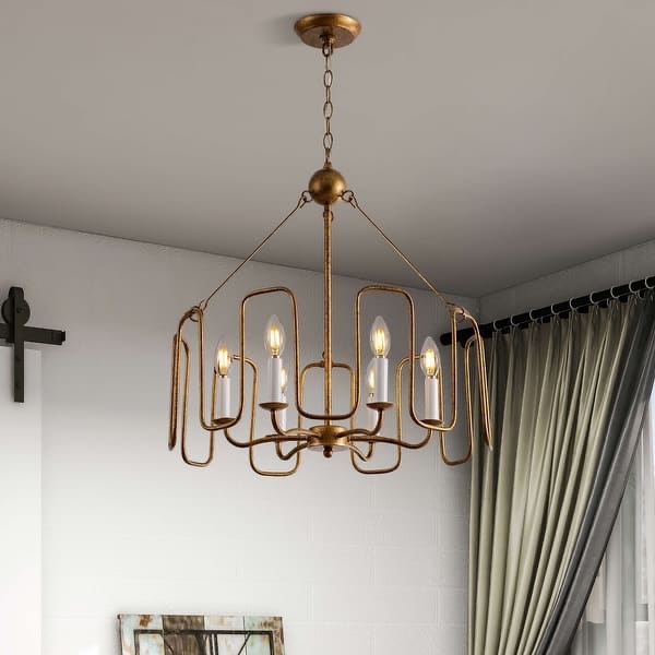 Aurelia 6-light Rustic Gold Drum Chandelier for Living/ Dining Room - D21'' x H62.7''