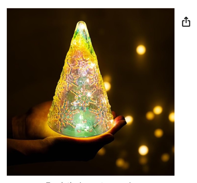 Multicolor Mercury Glass Christmas Tree with Snowflakes, 6 Hour Timer, Bulit in Fairy Lights, Battery Powered Desktop Small Xmas Tree, Party Mantel Home Tabletop Festive Decoration, 8 Inches