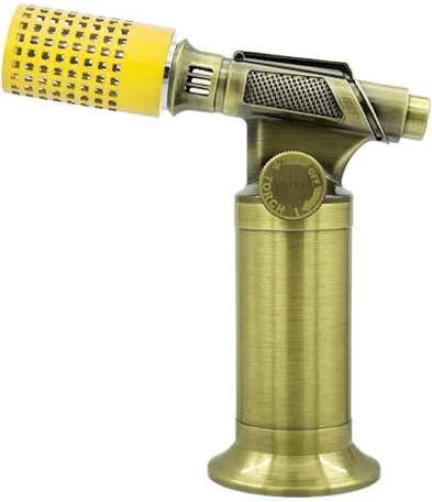 Preview for item color Molgoc Butane Torch with Heat Guard,Refillable Kitchen Torch Lighter,Adjustable Flame,All Stainless Steel,Yellow Heat Guard.(Butane Gas Not Included) (Blue)