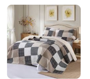 Finlonte 100% Cotton Reversible Quilt with 2 Pillow Shams