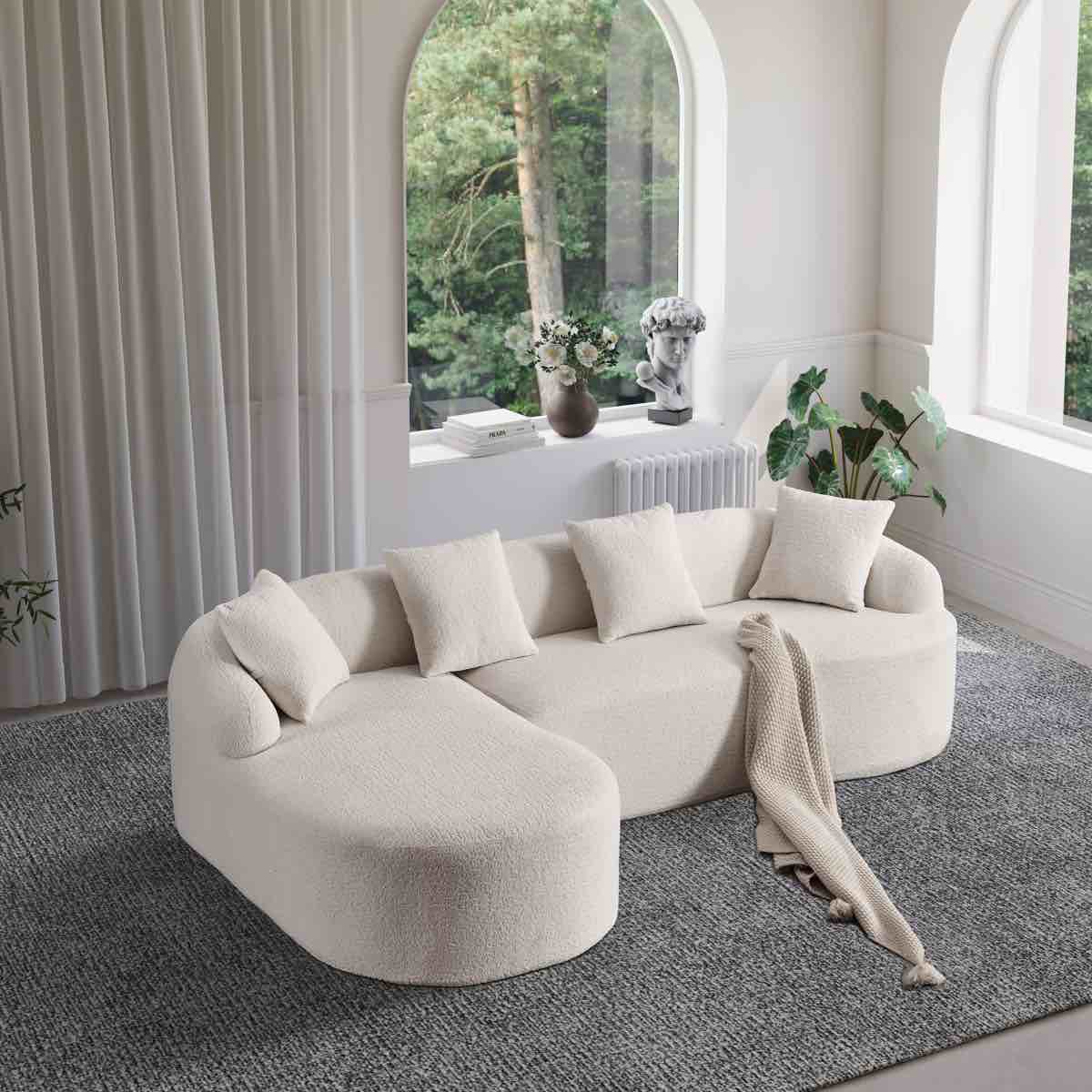 Needs light cleaning! 2-piece L-shaped Sectional Sofa With Curved Design And Left-facing Chaise By Wrought Studio