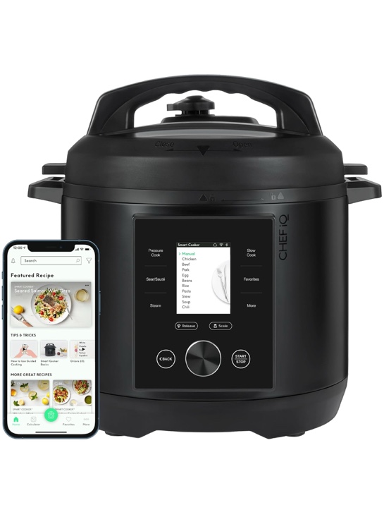 CHEF iQ Smart Pressure Cooker 10 Cooking Functions & 18 Features, Built-in Scale, 1000+ Presets & Times & Temps w/App for 600+ Foolproof Guided Recipes, Rice & Slow Electric MultiCooker, 6 Qt