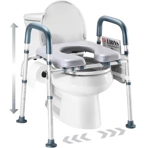 Raised Toilet Seat with Handles, Toilet Seat Riser for Seniors with Adjustable Height & Width, FSA HSA Eligible 400lb Handicap Elevated Toilet Seat for Elderly, Pregnant, Fit Any Toilet