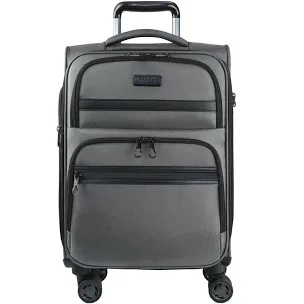 KROSER Softside Expandable Carry On Luggage with Spinner Wheels & Built-in TSA Lock, Durable Suitcase Rolling Luggage with USB Port, Carry-On 20-Inch, Grey