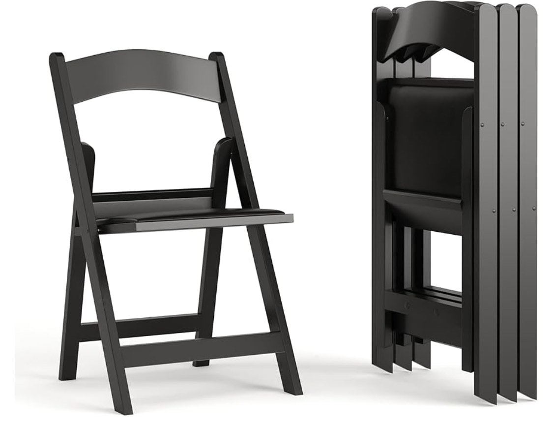 Flash Furniture Hercules Folding Chair - Black Resin - 1000LB Weight Capacity Comfortable Event Chair - Light Weight Folding Chair