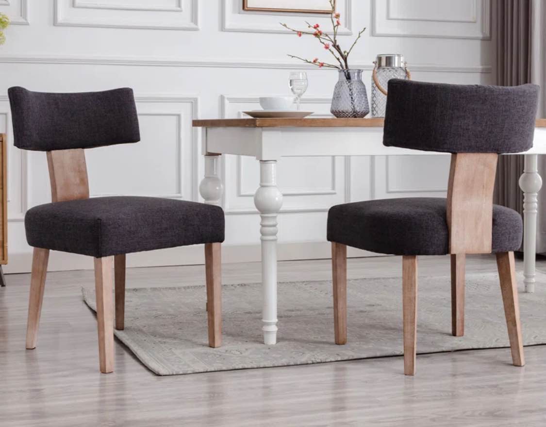 Inelda Mid Century Upholstered Dining Chairs Side Chairs Farmhouse Faux Leather Dining Chair with Wood Legs (Set of 2)