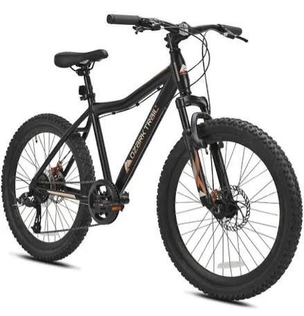 Ozark Trail 24 in. Youth Glide Aluminum Mountain Bicycle  8 Speeds  Front Suspension  Black