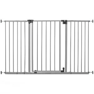 Summer Infant Secure Space Extra-Wide Pet and Baby Gate, 28.5" - 52" Wide, 30" Tall, Pressure or Hardware Mounted, Install In-Between Rooms, Doorways and Stairways, Auto-Close & Hold-Open Door - Grey