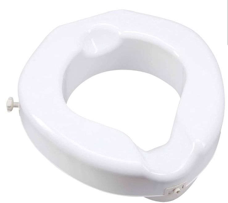 Carex Raised Toilet Seat with Safe Lock for Seniors  Adds 4.25  of Height  300 lb Weight Capacity